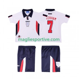 Completo Calcio Inghilterra Beckham 7 Retro Bambino Divisa Prima 1998